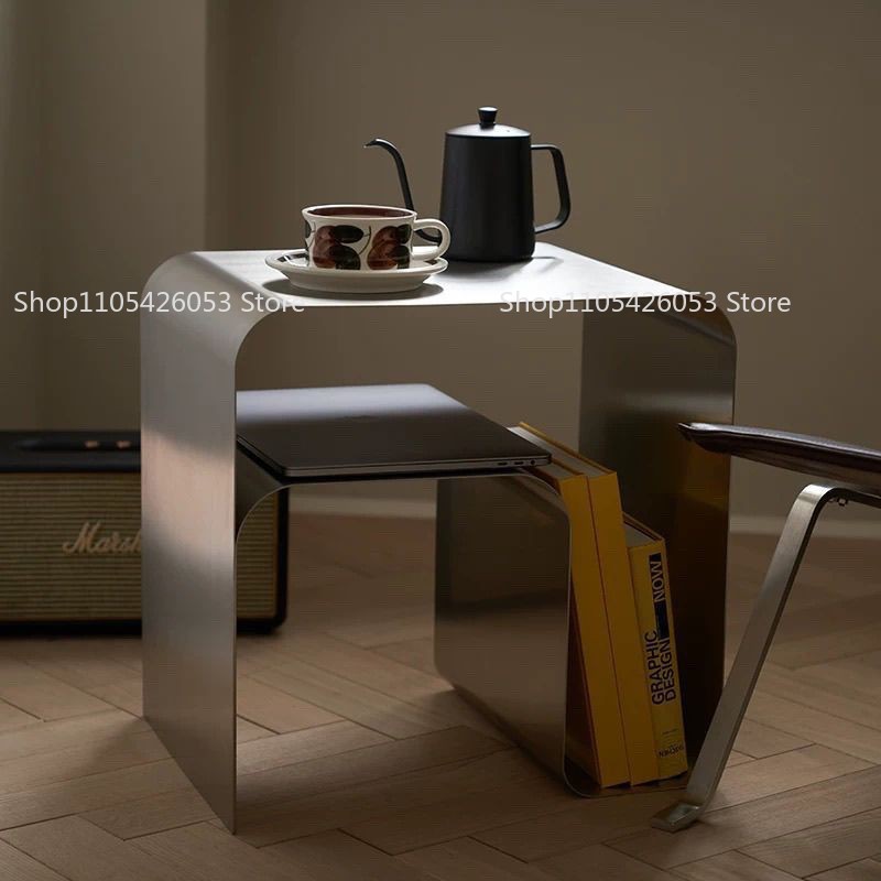 Home Bar Shelf - Tavolino Laterale in Acciaio Inossidabile, Stile