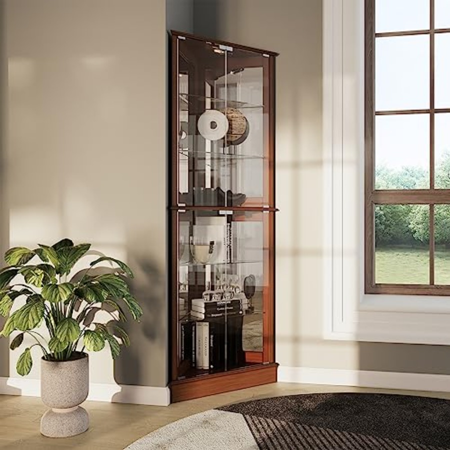Home Bar And Cabinet - Vetrina angolare illuminata per bar domestico,