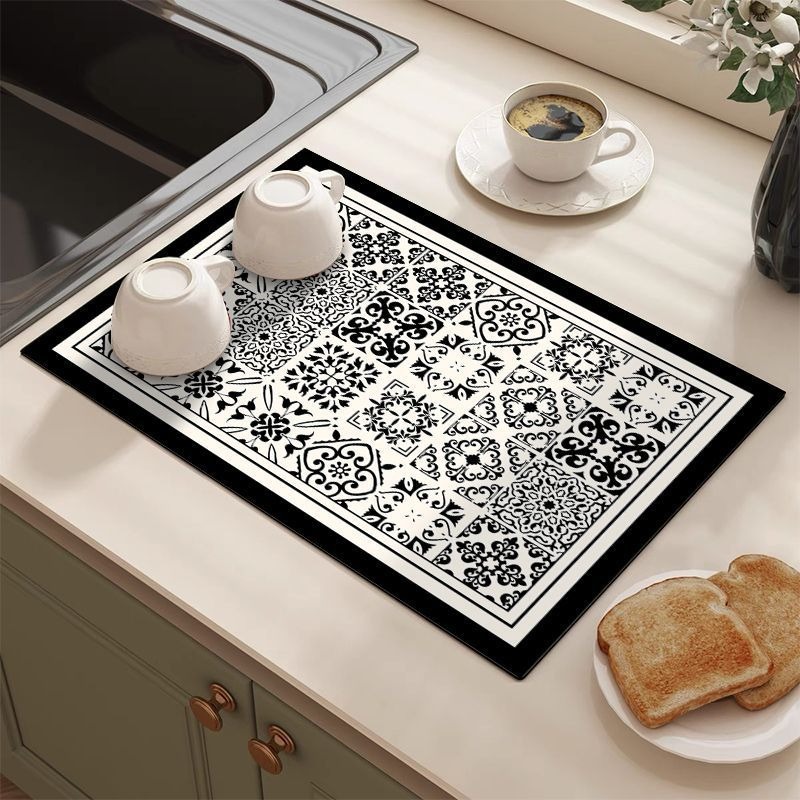 Bar Mat Rubber - Tappetino drenante assorbente con motivo piastrelle