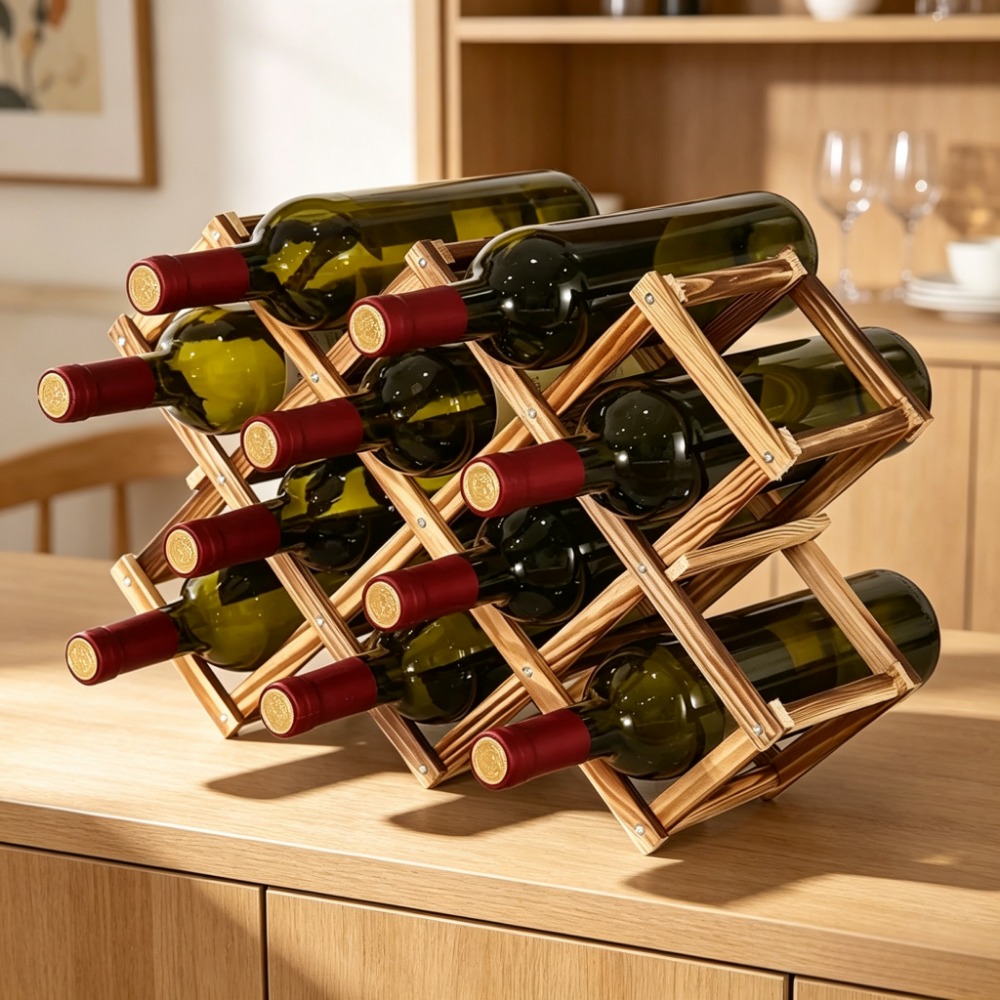Portabottiglie in Legno Pieghe - Home Bar Shelves recensione e prezzo