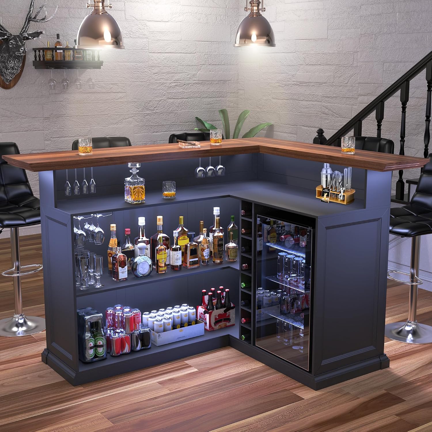 Mobile Bar a L per la Casa con - Home Bar And Cabinet recensione e prezzo