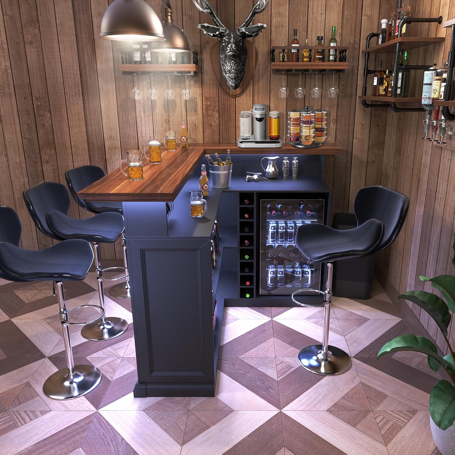 Mobile Bar a L per la Casa con - Home Bar And Cabinet recensione e prezzo